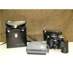 Polaroid Spectra 2 camera, Bushnell 7x35 binoculars and case and Polaroid Square Shooter 4 land came