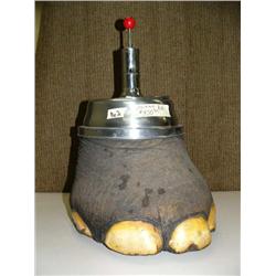 Authentic elephant foot drink decanter with cut crystal by Abercrombie and Fitch in New York in the 