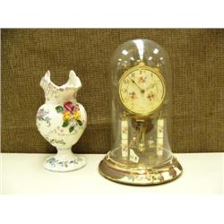 Anniversary clock with floral pattern, Ceramic vase made in New York by Ardalt (214)