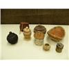 Image 1 : Lot of 8 baskets: Hooper bay, pine needle, 2 birch bark, black woven grass, miniature finish, miniat