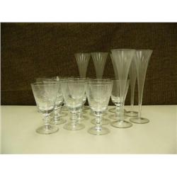 Lot of 18 stem ware: 6 flutes, 12 wine (214)