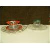 Image 1 : 2 cake plates and Mary Gregory thumbnail vase, orange painted bowl and plate (214)