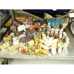 Large lot of old Christmas ornaments and houses (214)
