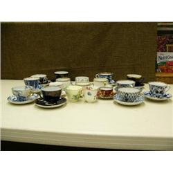 Set of 14: fabulous collection of blue and white Russian saucers and other beautiful cups and saucer