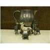 Image 1 : Elk napkin ring, 3 metal stags - 2 damaged, and pewter water jug (214)