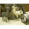 Image 3 : Elk napkin ring, 3 metal stags - 2 damaged, and pewter water jug (214)