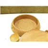 Image 2 : Antique covered wood bowl, 3 wood honey servers, and wood egg dish (214)