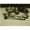 Image 4 : Miniature pewter tea set, miniature pewter water jug, 3 candle snuffers, pewter manger, silver tea s