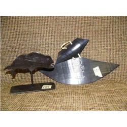 Lot of 2: 6" baleen whale by Robert Crumley and 10" baleen ulu with scrimshawed Eskimo (2)