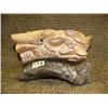 Image 1 : Fossilized ivory whale scene mounted on fossilized whale bone - 5 whales (2)