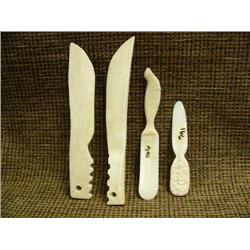 Lot of 4 letter openers: 2 ivory, 2 bone - rose design and seal design (2)