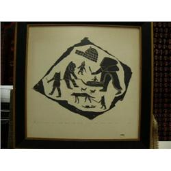 CHOICE of 2 stone cuts done in 1962, signed: family traveling without dogs (180)