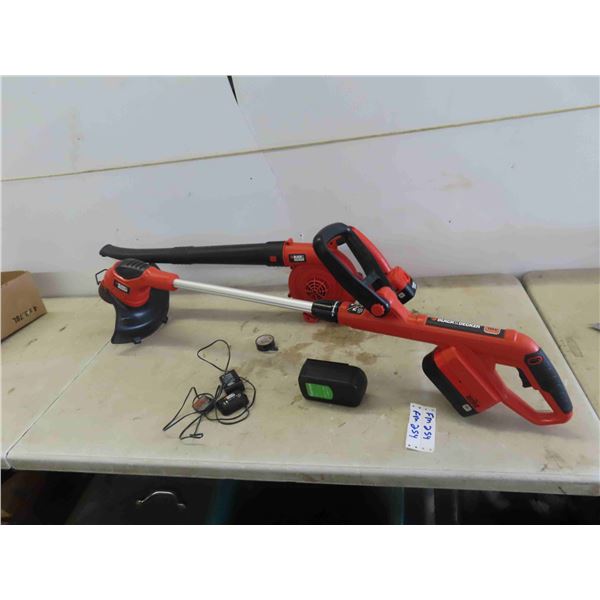 Black and Decker 18V Weed Eater , Blower, 3 Batteries & Charger