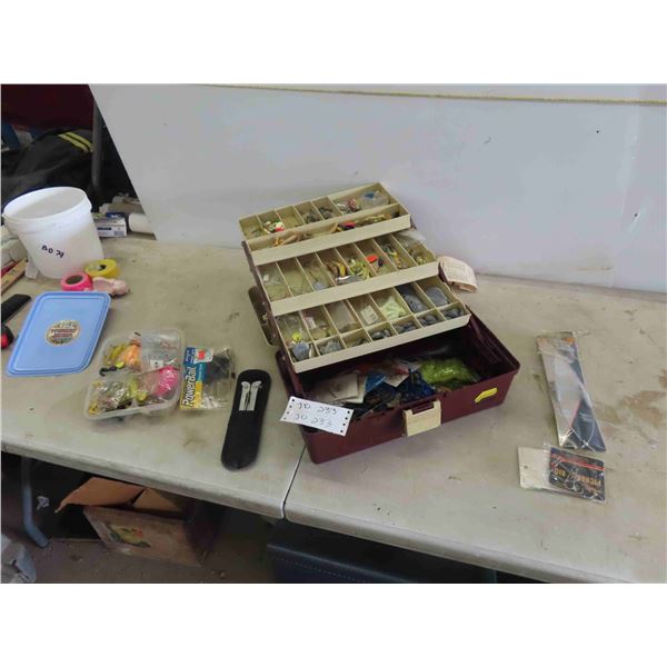 Fishing Tackle Box with Lures, Hooks, Jigs, Utility Tool & More