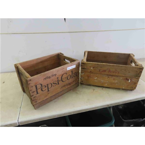 2 Wood Crates Pepsi & 7UP