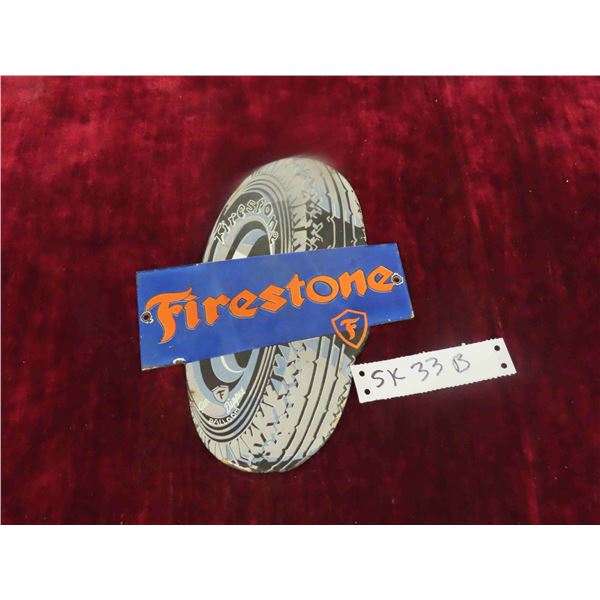 Modern Porcelain Firestone Sign 9 1/2'' x 7 1/2'' 