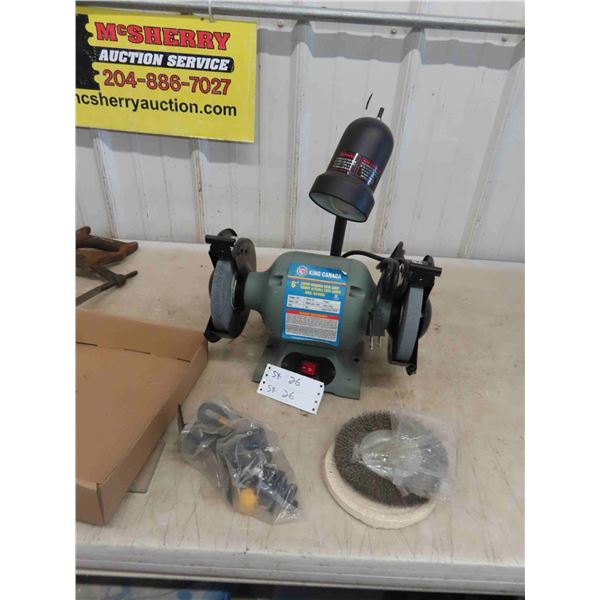 New King Canada 6'' Bench Grinder with 2 Stones, Buff Wheel &