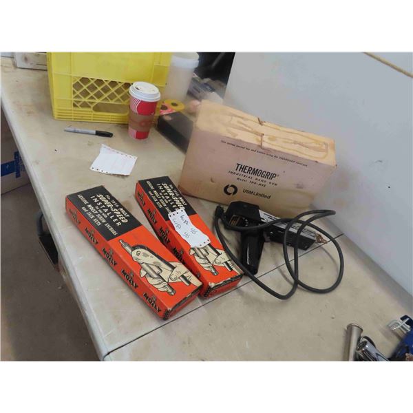 2 Molly  Screw Anchor/Jack Nut Installers, Thermogrip Industrial Hand Gun 
