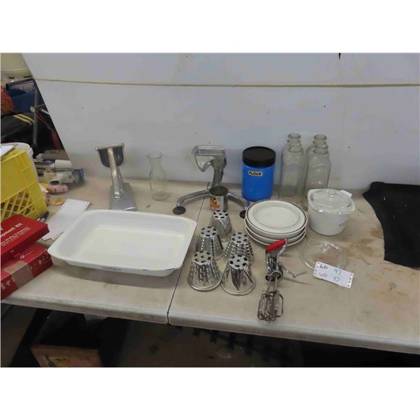 Juice Press, Corningware, Egg Beater, Milk Bottles, Shredder, Plus