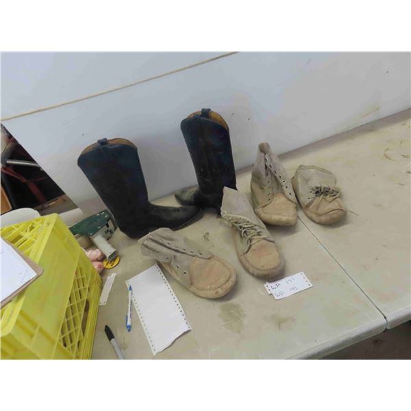 2 Leather Mocassins , Cowboy Boots 