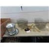 Image 1 : 4 Wire Baskets with Numbers, Chicken Feeder, Old Hangers, Bells 
