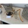 Image 3 : 4 Wire Baskets with Numbers, Chicken Feeder, Old Hangers, Bells 