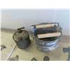 Image 3 : Mop Pail with Wringer, Gas Can, Oil Squirt Can, 3 Metal Cut Out Scotty Dogs
