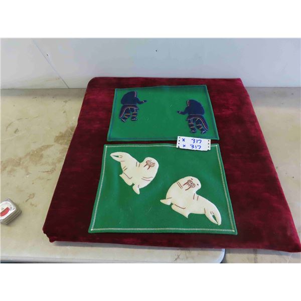 2 Frobisher Bay Hand Crafted Canadian Inuit Place Mats 11'' x 14'' 