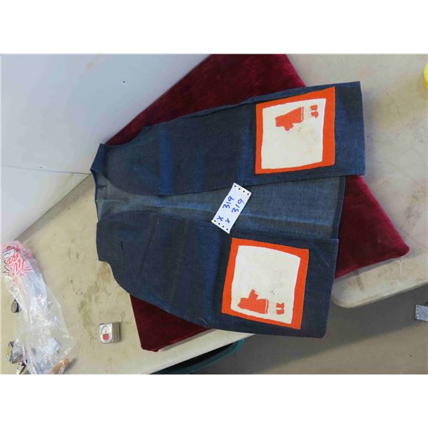Hand Crafted Denim Vest with Orange Appique Pockets