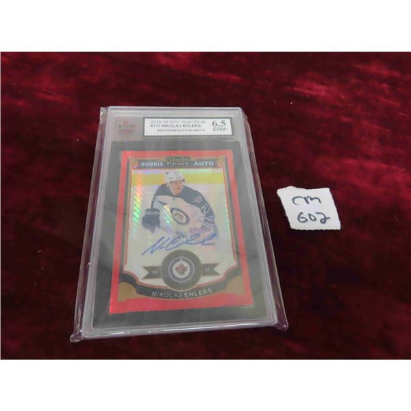 Graded Nikolaj Ehlers Winnipeg Jets Red Prism Auto Rookie Card 