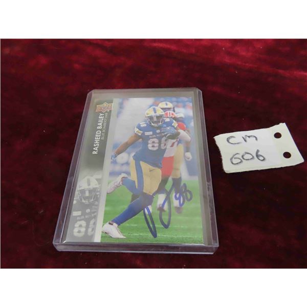 Signed Rasheed Bailey Winnipeg Blue Bombers Card
