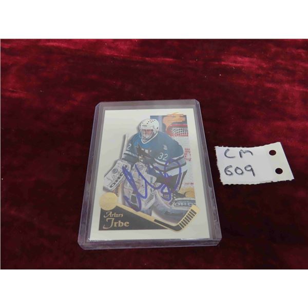 Signed Arturs Irbe San Jose Sharks Card