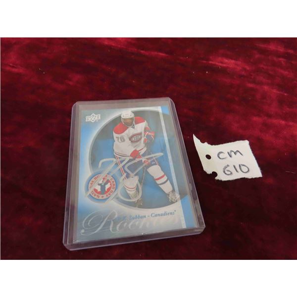 Signed PK Subban Montreal Canadians Card
