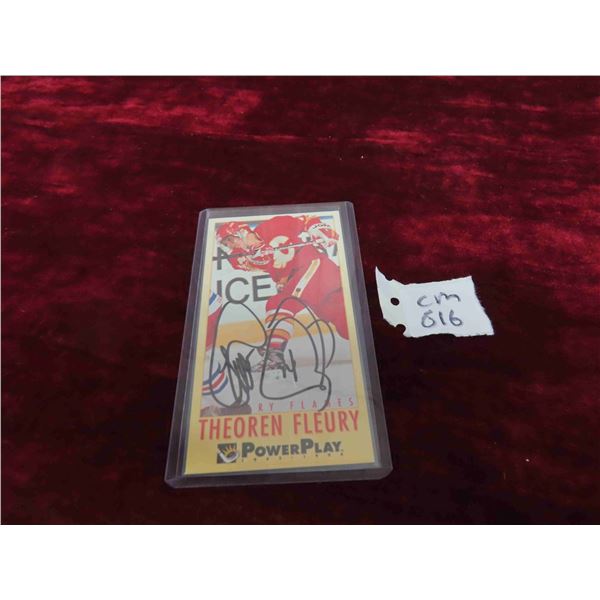 Signed Theoren Fleury Calgary Flames Card