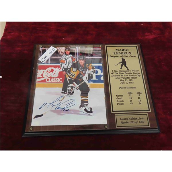 Autographed  Mario Lemieux Pittsburgh Penguins Plaque