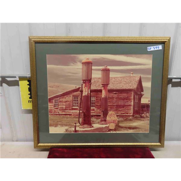 Framed Picture of Vintage Shell Gas Bowsers 28'' x 35'' 