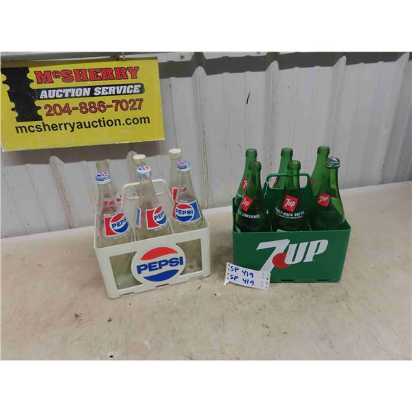 (2) 6 Packs of Bottles with Carriers 7UP & Pepsi - All 750ml 