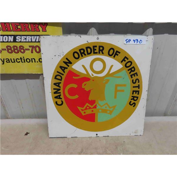 Canadian Order of Foresters Vintage Metal Sign 18'' x 18'' 