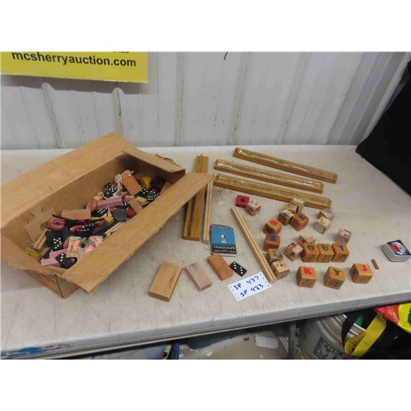 Wood Blocks and Dominoes , Various Wood Toys , Plus 