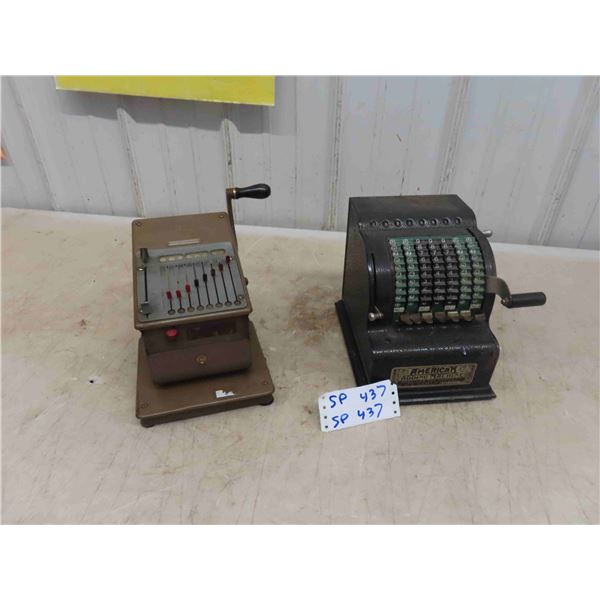 2 Vintage Adding Machines (1) American Adding Machine (1) Alloyd Clark & Co 