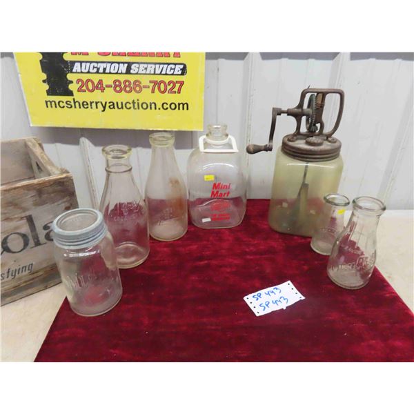 Pepsi Crate , Labelled Milk Bottles ( Mini Mart , Mid West , Crescent , Thunder