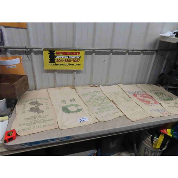 6 Flour Sacks All with Labels , Fruit Crate 
