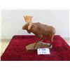 Image 1 : Wood Carved Moose 11'' x 12'' - 1 Antler is Cracked 