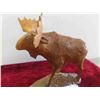 Image 3 : Wood Carved Moose 11'' x 12'' - 1 Antler is Cracked 