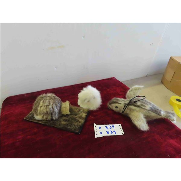 Hand Crafted Seal Hide Igloo , Snow Owl , Flying North Bird 10'' Long 