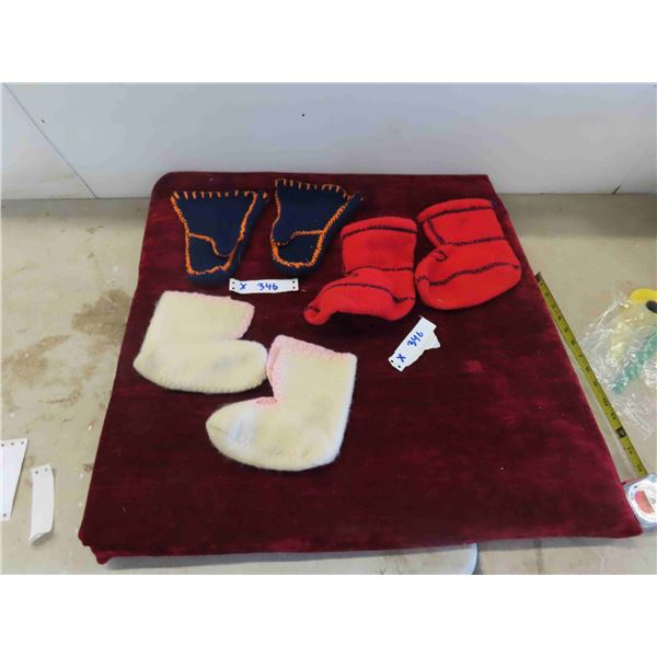 2 Pairs of Wool Mukluks , 1 Pair Wool Gauntlets - All Hand Crafted and Never 