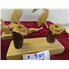 Image 7 : 4 Wood Carved Birds Largest is 12'' , Cabin Candle Holder 