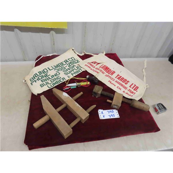 Wood Vice , Carpenters Pouch with Advertisement , Circuit Tester 