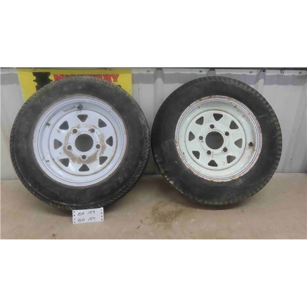 (2) 5 Hole Trailer Rims - Rubber is in Poor Condition