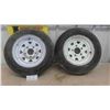 Image 1 : (2) 5 Hole Trailer Rims - Rubber is in Poor Condition